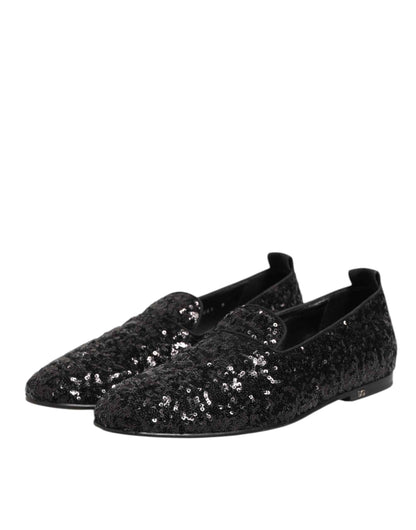 Dolce & Gabbana Sequined Slip On Loafers Zwart Luxe