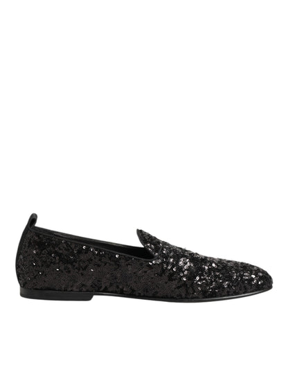 Dolce & Gabbana Sequined Slip On Loafers Zwart Luxe