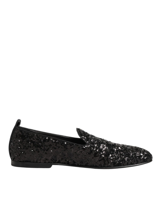 Dolce & Gabbana Sequined Slip On Loafers Zwart Luxe