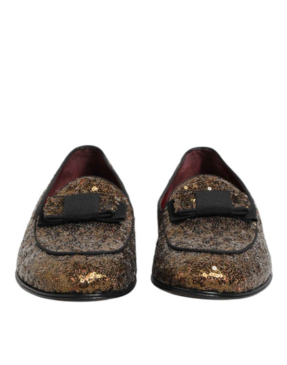 Dolce & Gabbana Gouden Pailletten Loafers Voor Mannen