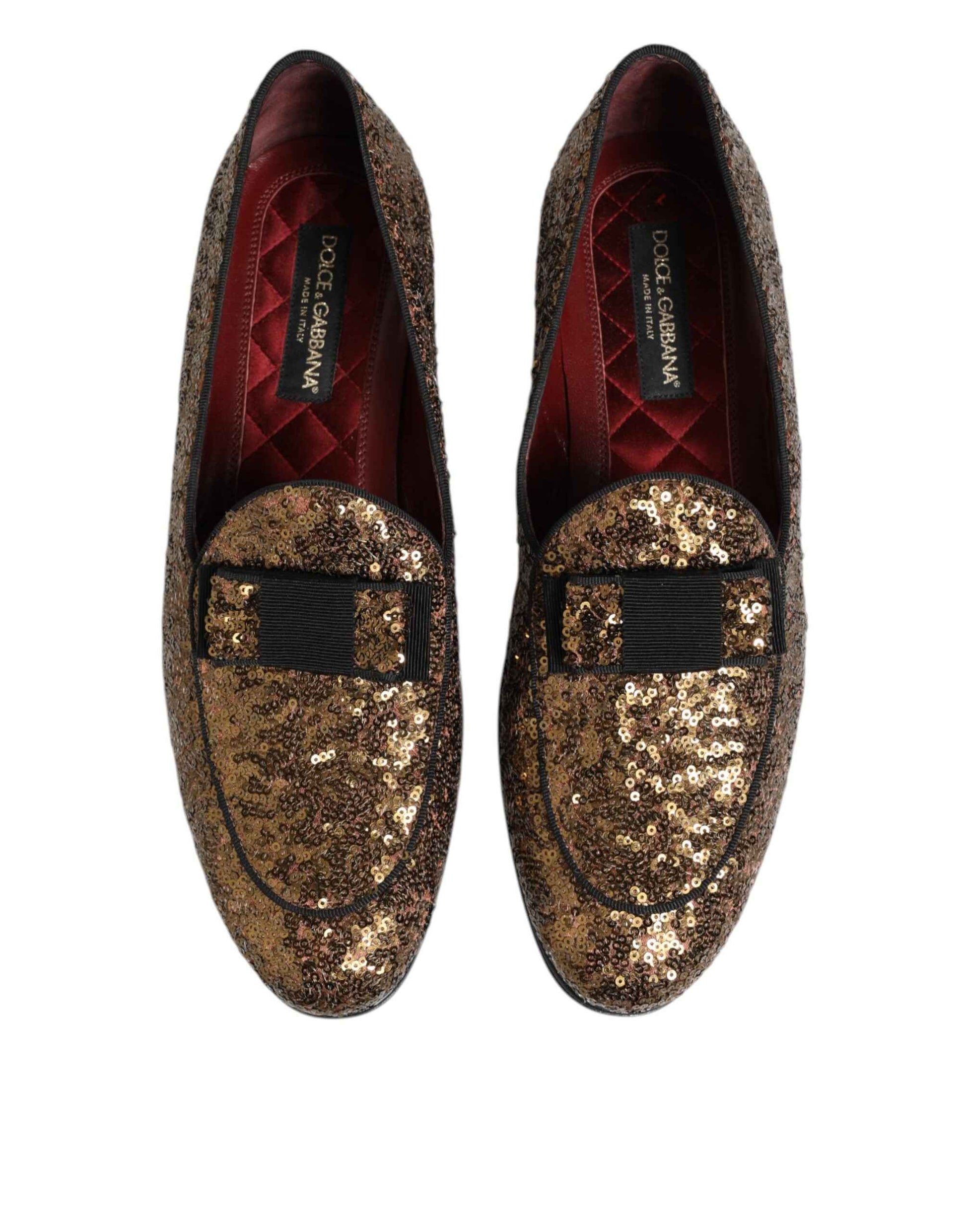 Dolce & Gabbana Gouden Pailletten Loafers Voor Mannen