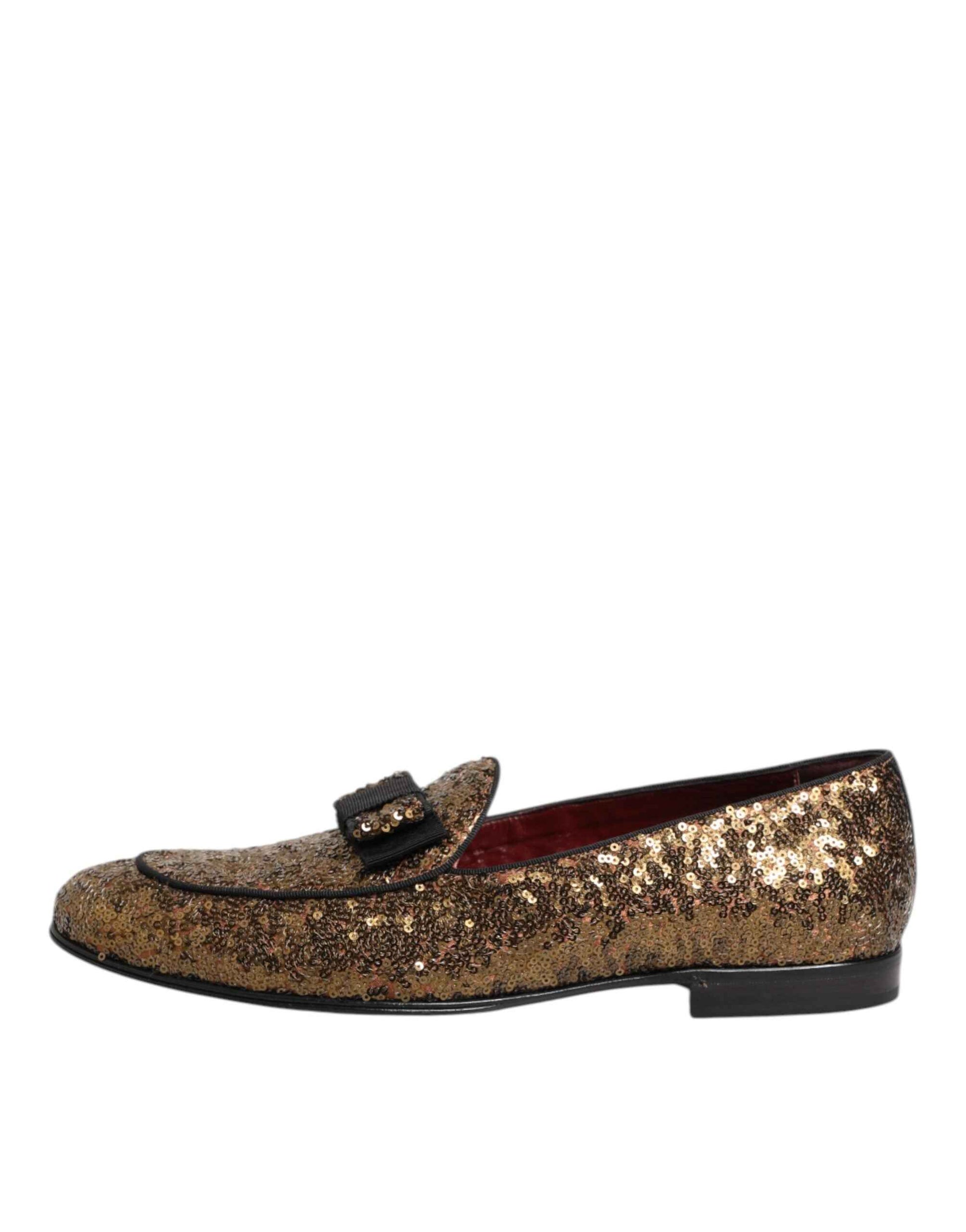 Dolce & Gabbana Gouden Pailletten Loafers Voor Mannen