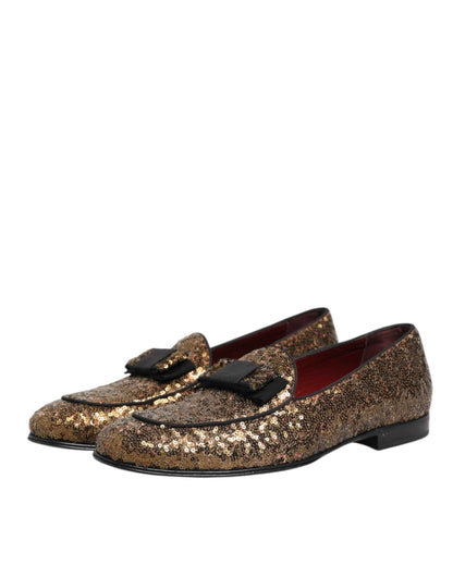Dolce & Gabbana Gouden Pailletten Loafers Voor Mannen