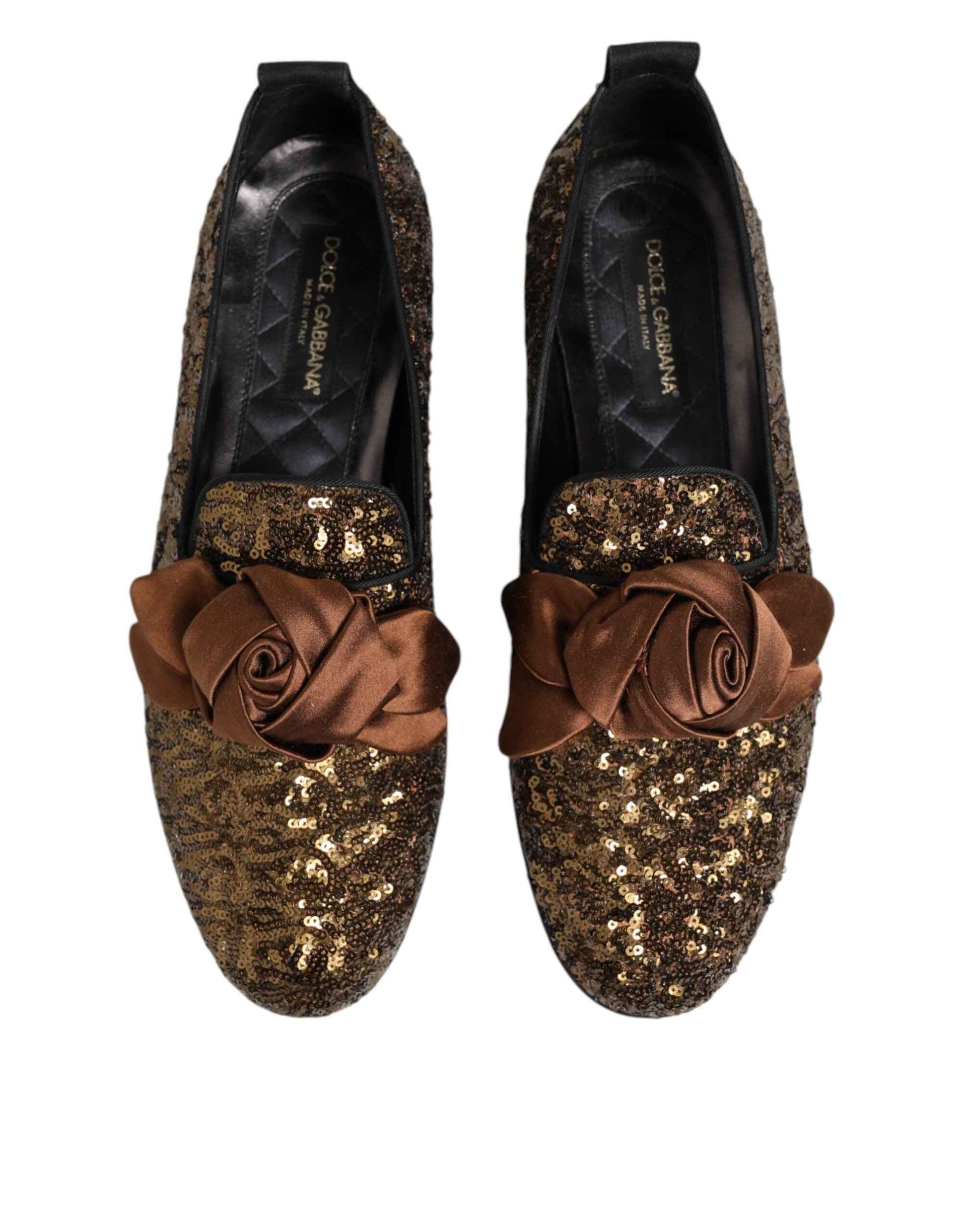 Dolce & Gabbana Gouden Pailletten Slip On Loafers Heren
