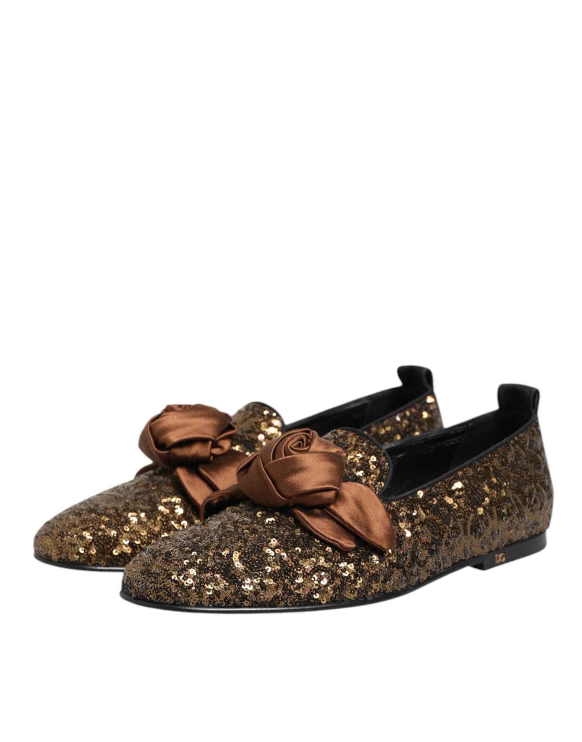 Dolce & Gabbana Gouden Pailletten Slip On Loafers Heren