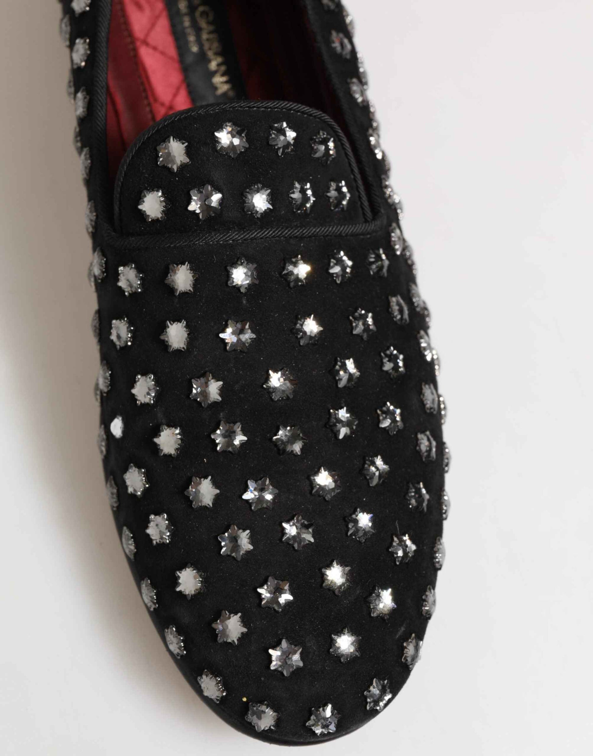 Dolce & Gabbana Kristal Versierde Loafers Zwart Leer