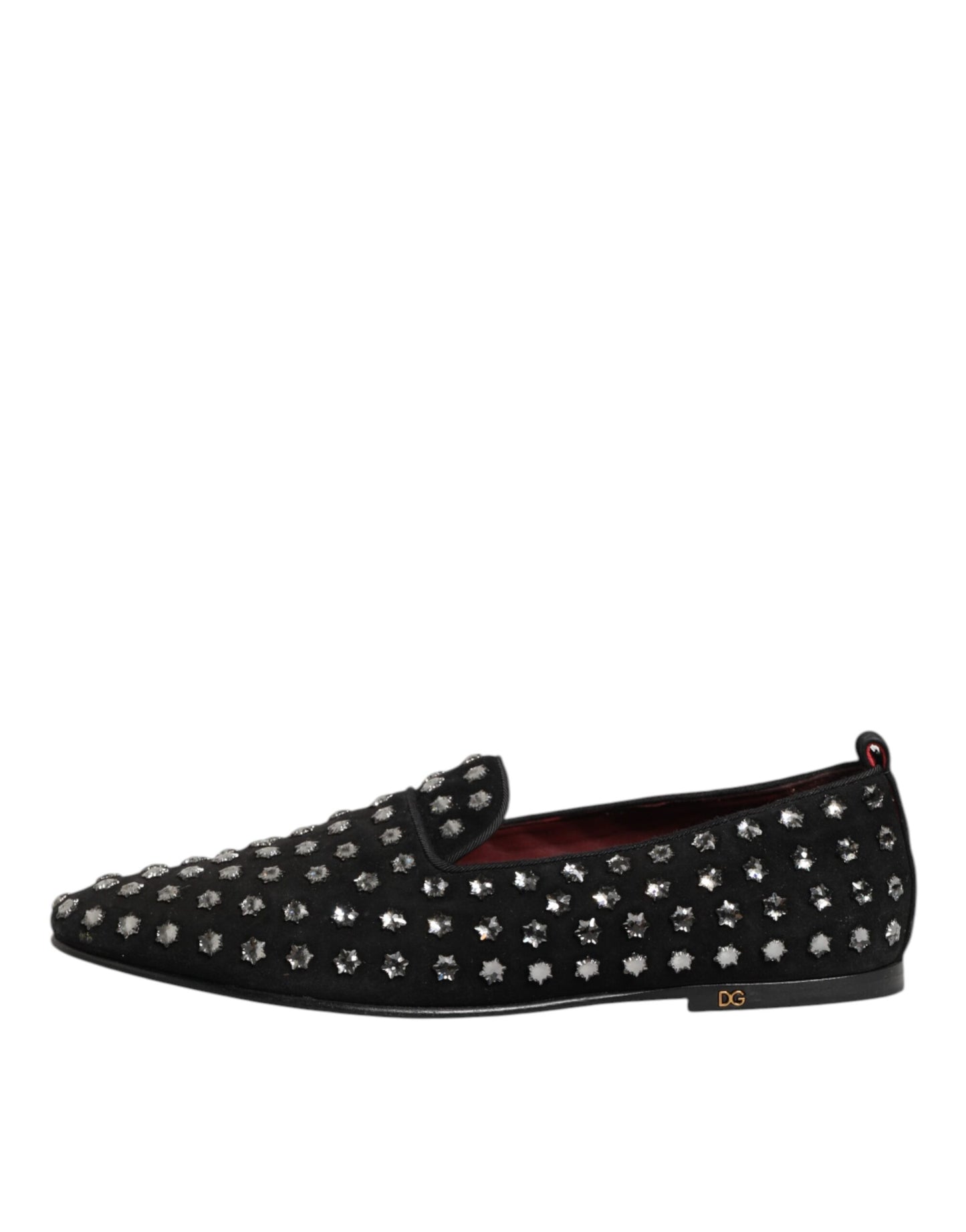 Dolce & Gabbana Kristal Versierde Loafers Zwart Leer