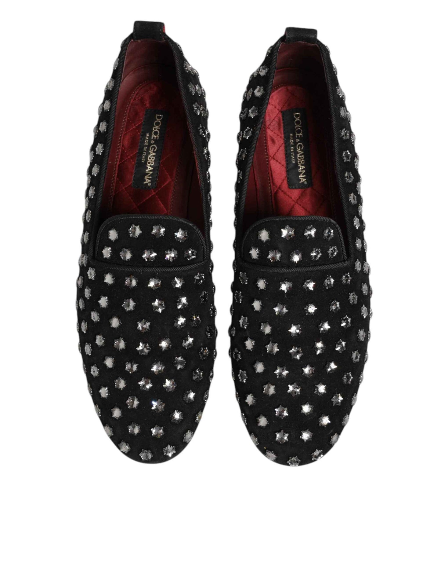 Dolce & Gabbana Kristal Versierde Loafers Zwart Leer