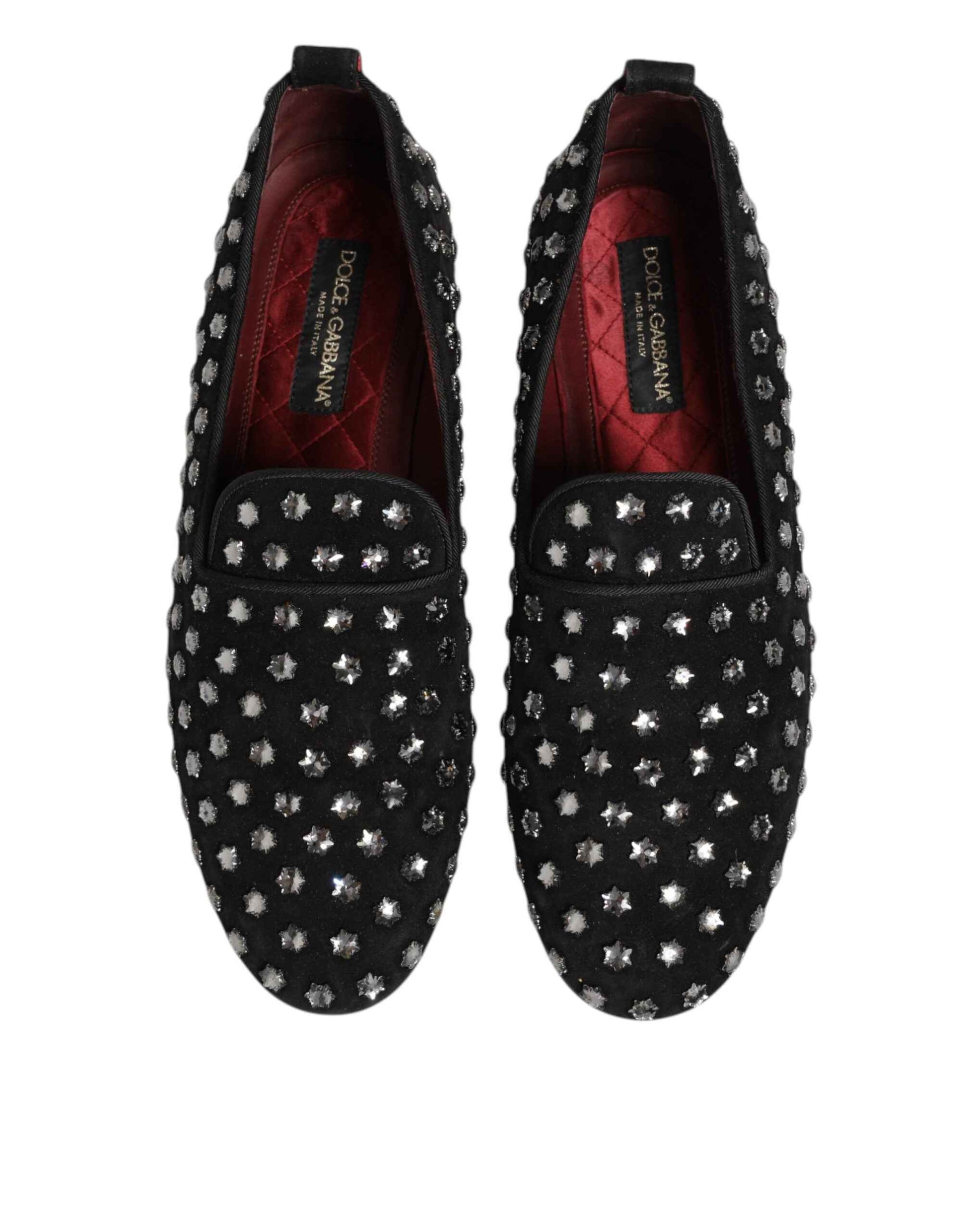 Dolce & Gabbana Kristal Versierde Loafers Zwart Leer