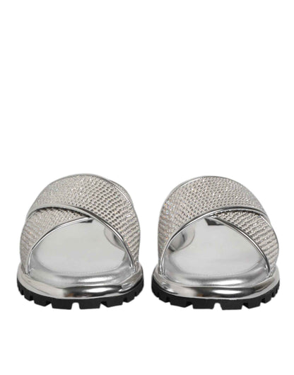 Dolce & Gabbana Strass Slides Kristallen Zilver Luxe