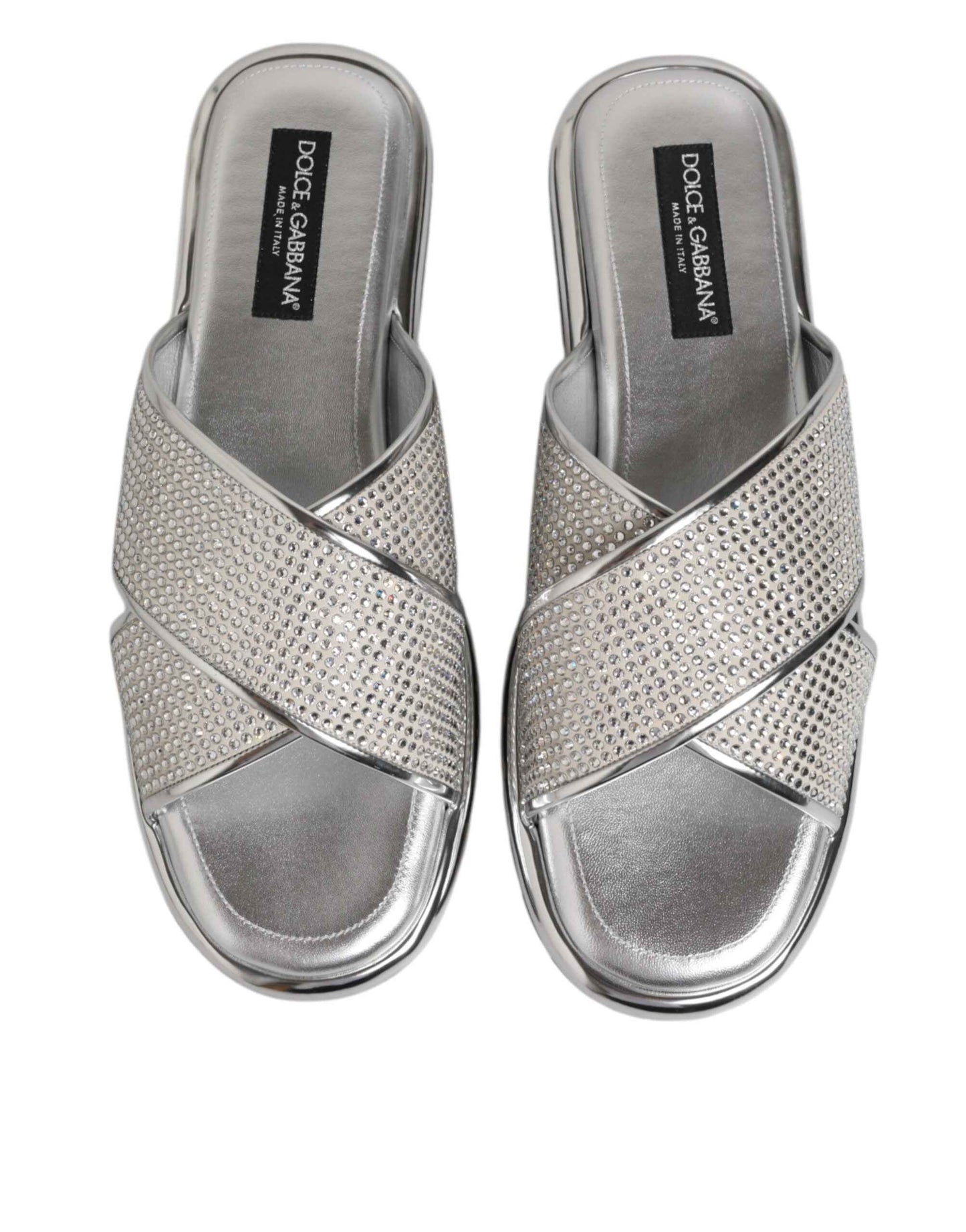 Dolce & Gabbana Strass Slides Kristallen Zilver Luxe