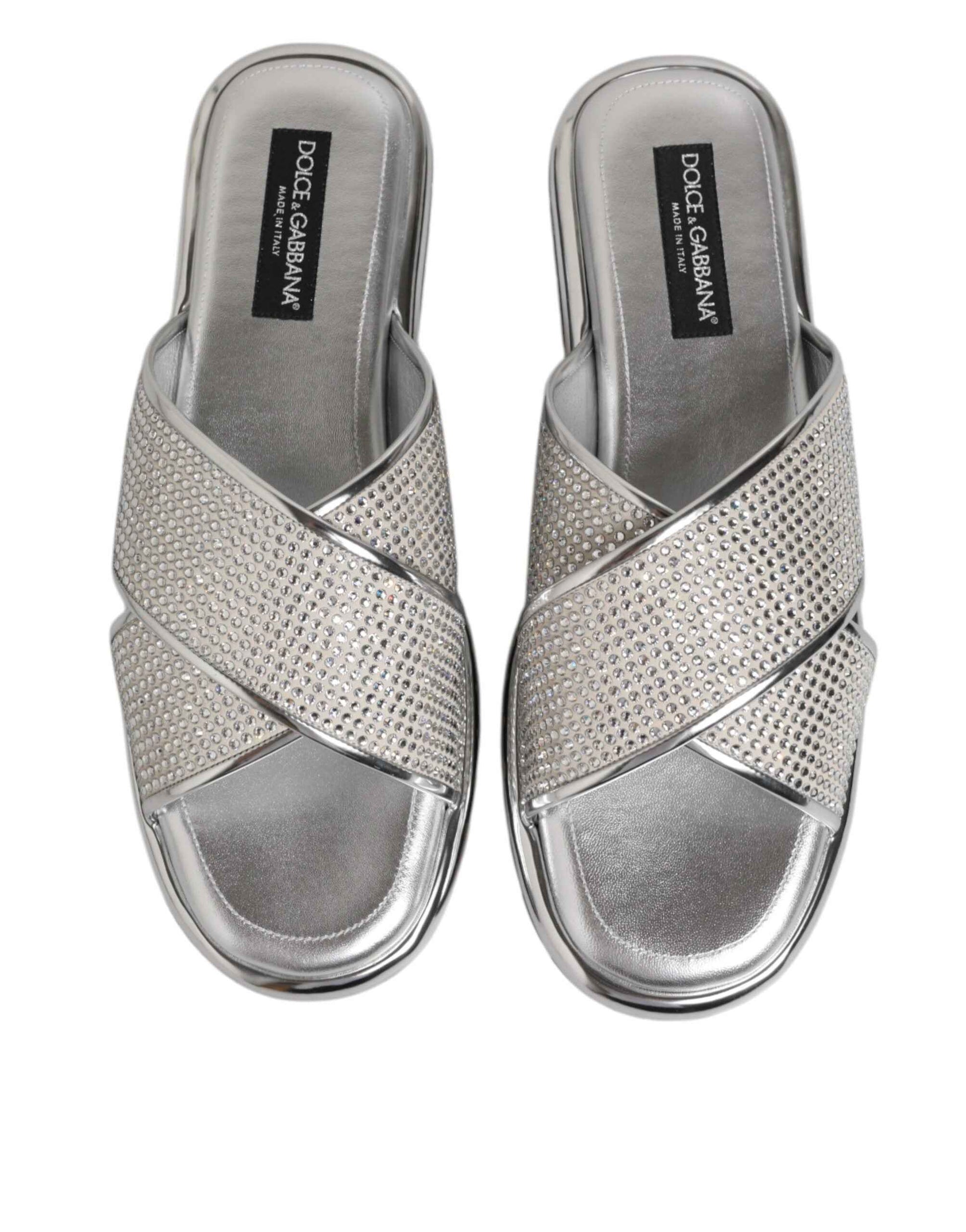 Dolce & Gabbana Strass Slides Kristallen Zilver Luxe