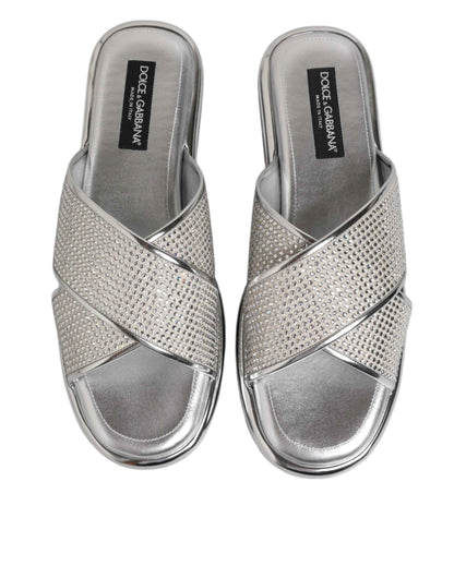 Dolce & Gabbana Strass Slides Kristallen Zilver Luxe