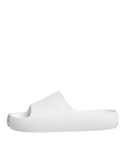 Dolce Gabbana Witte Logo Slides Sandalen Heren Strandkleding