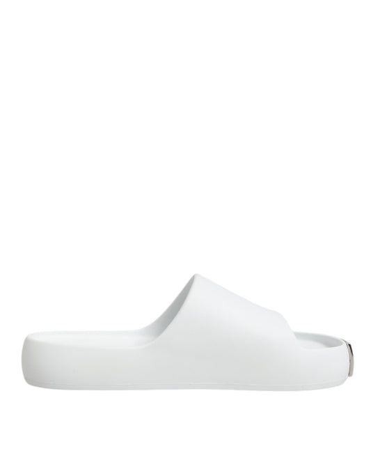 Dolce Gabbana Witte Logo Slides Sandalen Heren Strandkleding