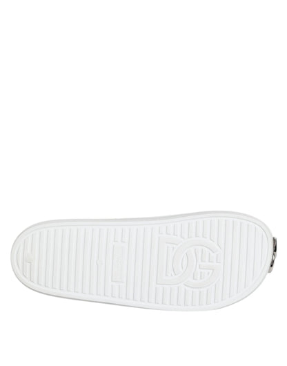 Dolce Gabbana Witte Logo Slides Sandalen Heren Strandkleding
