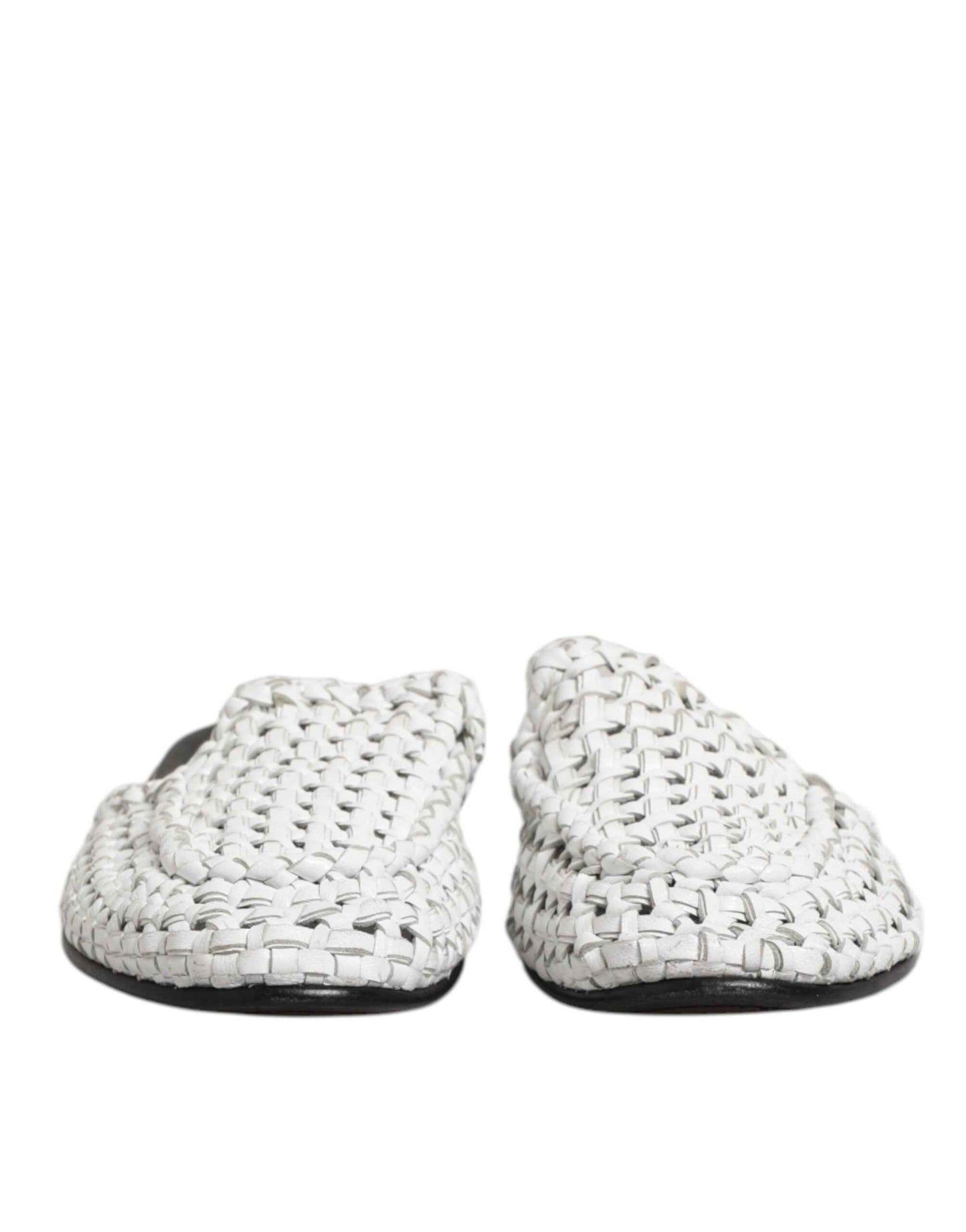Dolce & Gabbana Woven Slides Mules Luxe Wit Sandalen