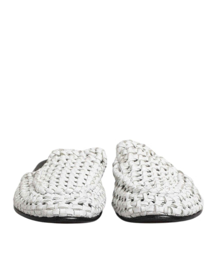 Dolce & Gabbana Woven Slides Mules Luxe Wit Sandalen