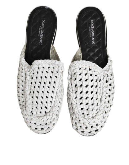 Dolce & Gabbana Woven Slides Mules Luxe Wit Sandalen