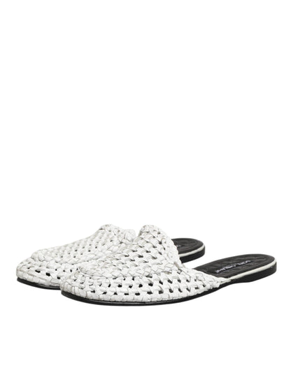 Dolce & Gabbana Woven Slides Mules Luxe Wit Sandalen