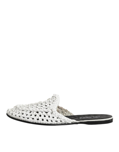 Dolce & Gabbana Woven Slides Mules Luxe Wit Sandalen