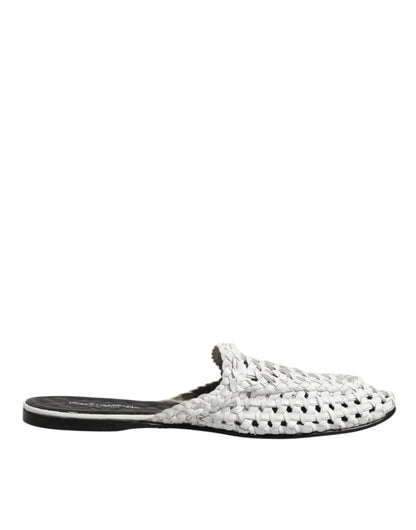Dolce & Gabbana Woven Slides Mules Luxe Wit Sandalen