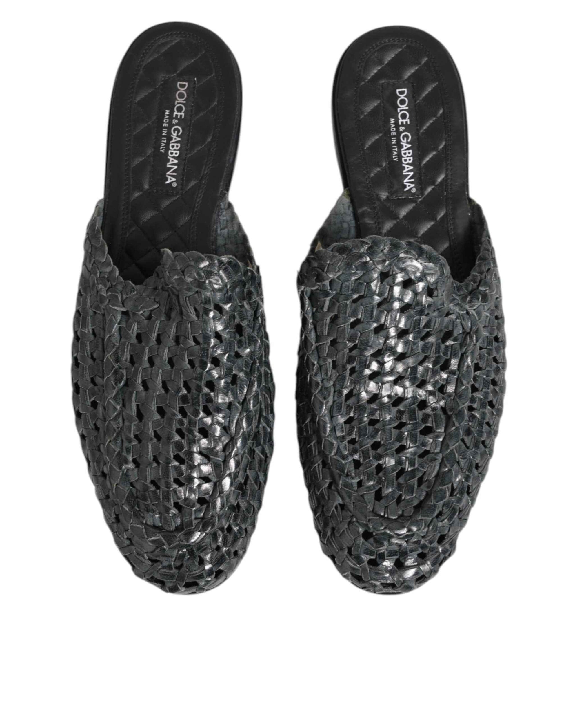 Dolce & Gabbana Blauwe Woven Slides Mules Voor Mannen