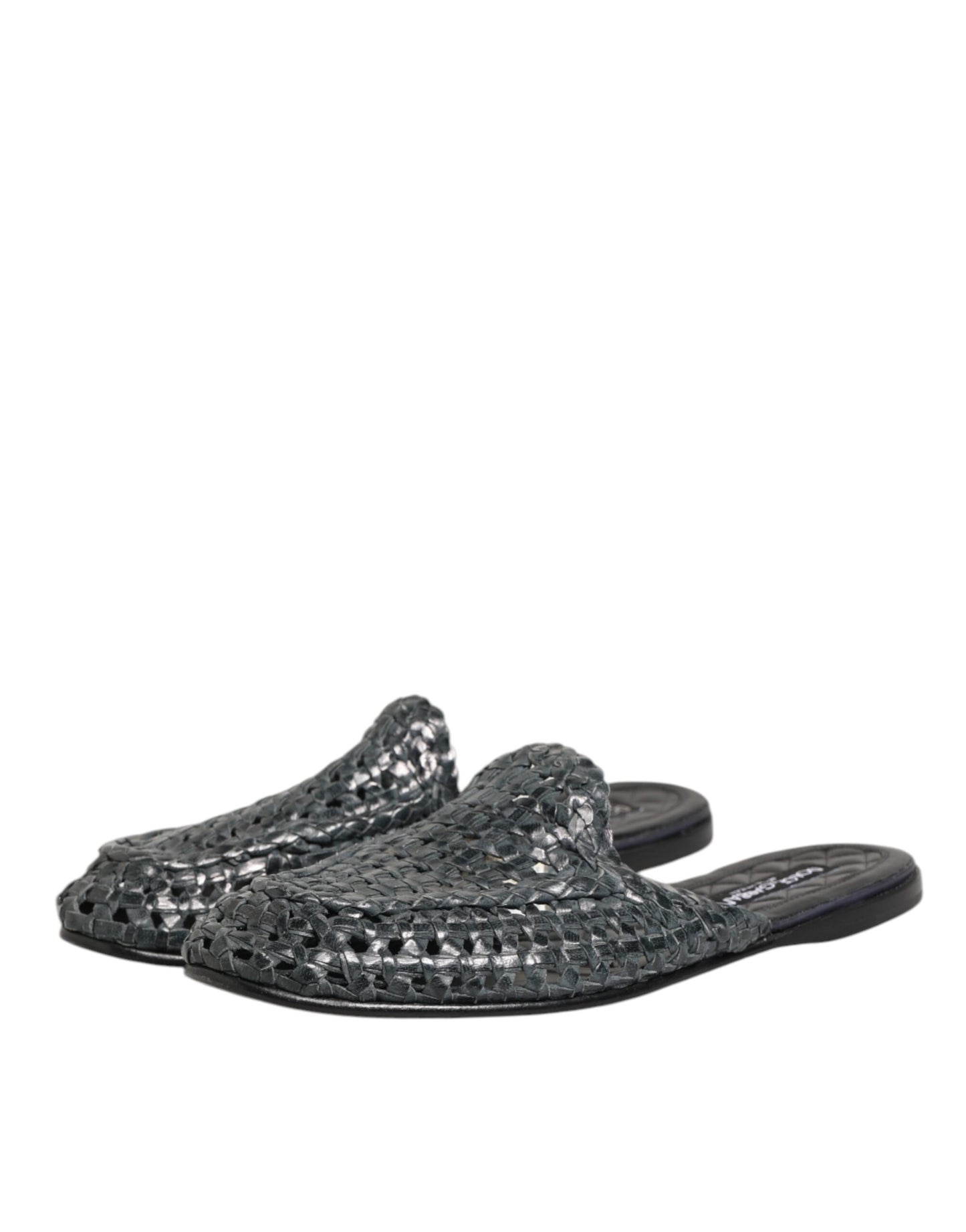 Dolce & Gabbana Blauwe Woven Slides Mules Voor Mannen