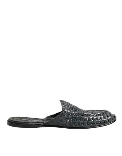 Dolce & Gabbana Blauwe Woven Slides Mules Voor Mannen