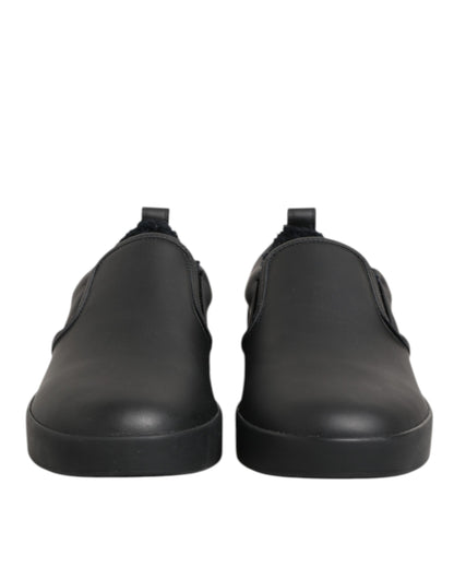 Dolce & Gabbana Leren Lage Sneakers Slip On Zwart Editie
