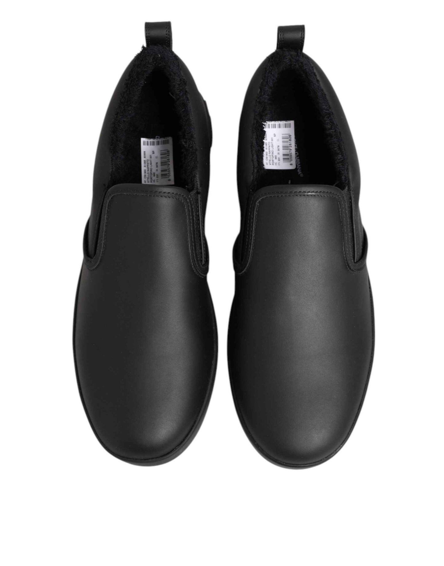 Dolce & Gabbana Leren Lage Sneakers Slip On Zwart Editie