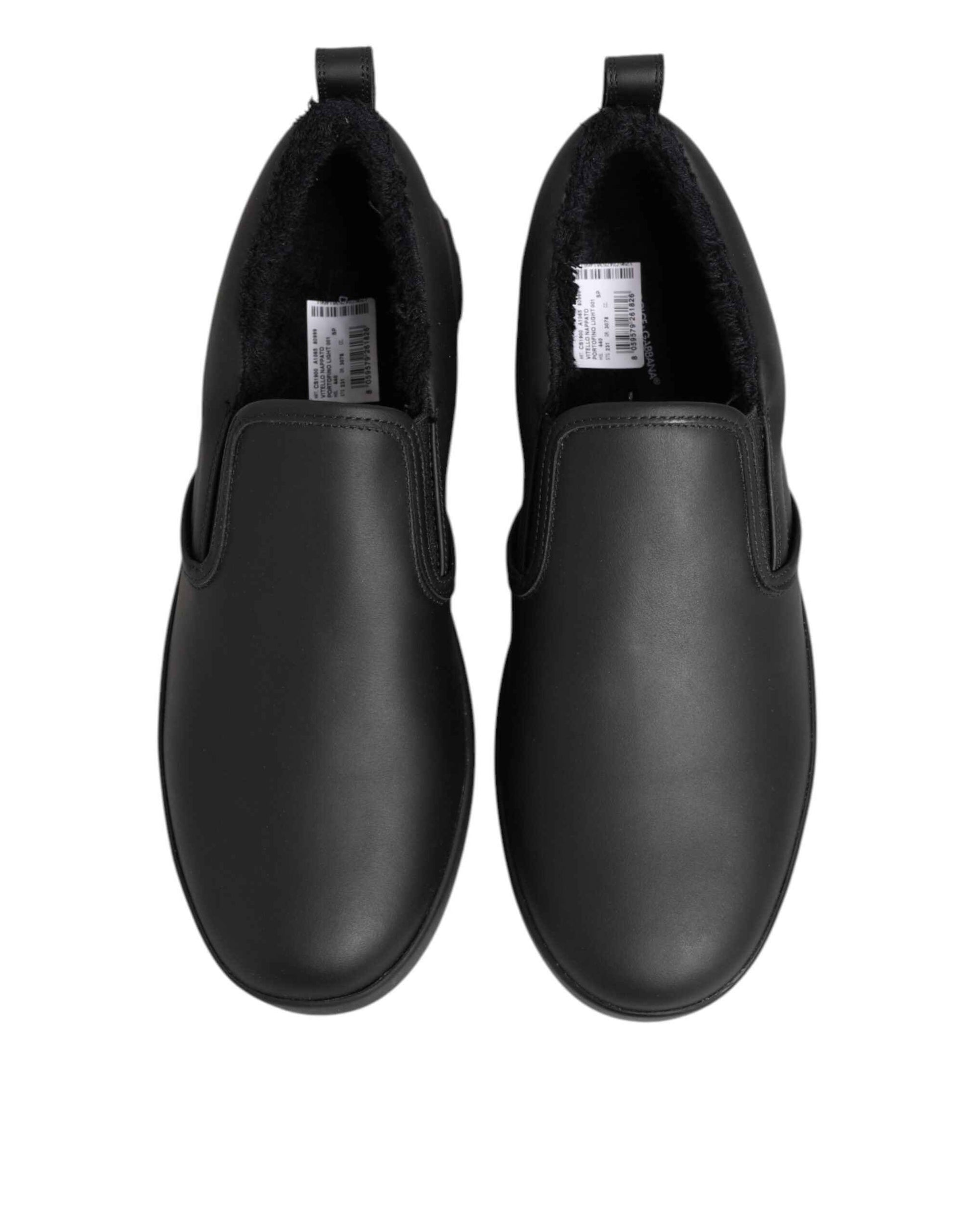 Dolce & Gabbana Leren Lage Sneakers Slip On Zwart Editie