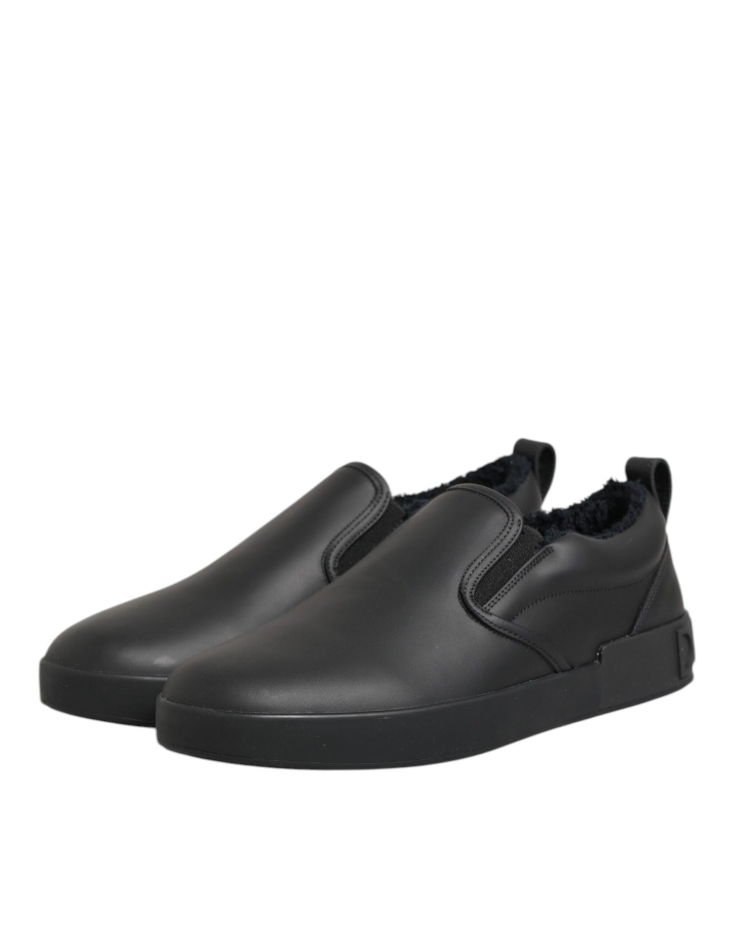 Dolce & Gabbana Leren Lage Sneakers Slip On Zwart Editie