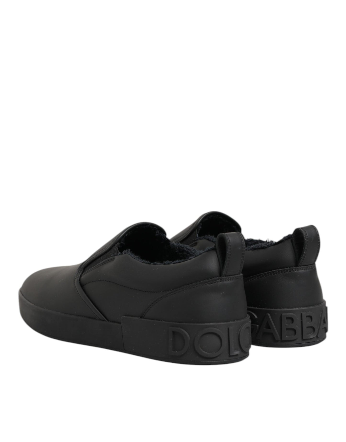 Dolce & Gabbana Leren Lage Sneakers Slip On Zwart Editie