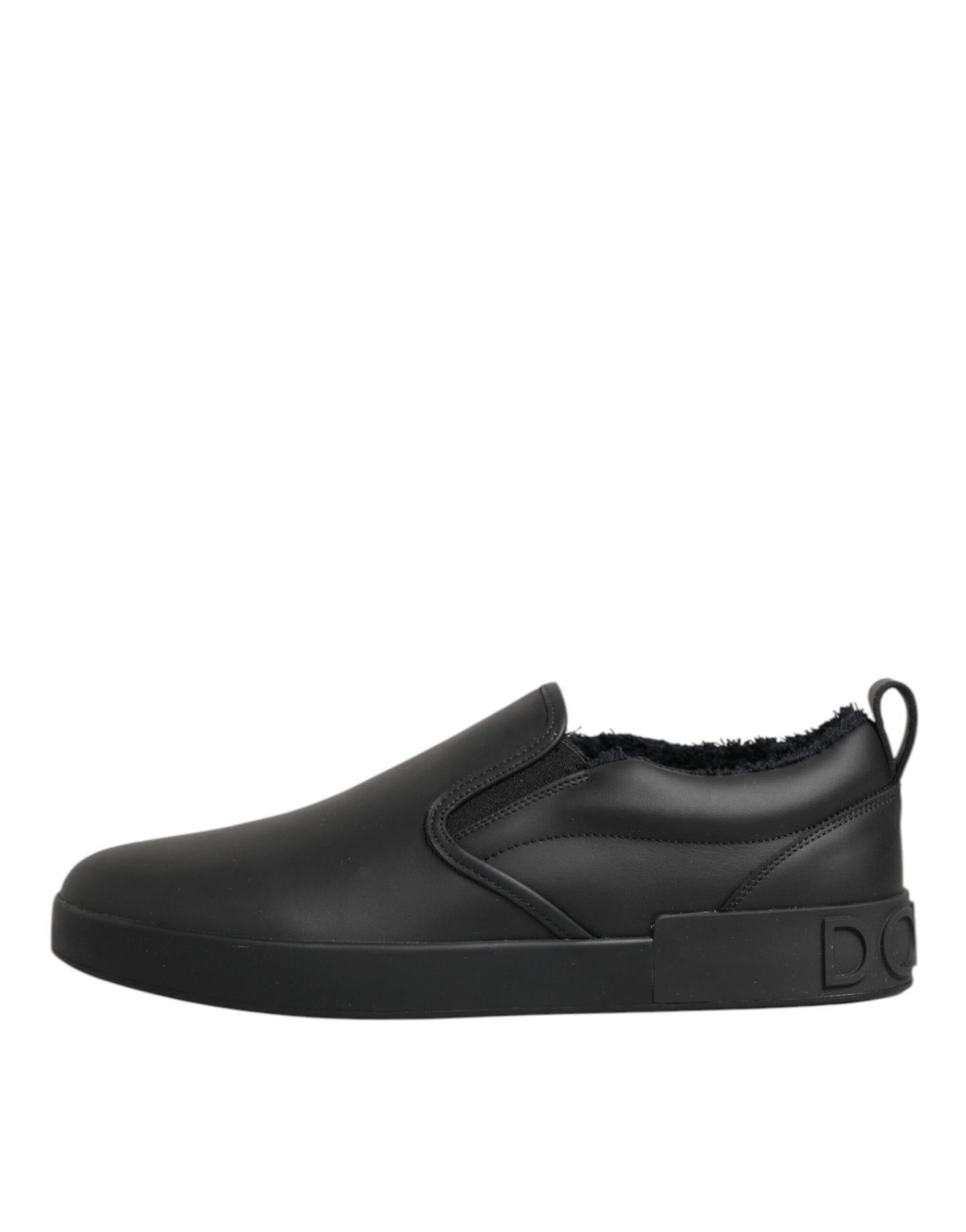 Dolce & Gabbana Leren Lage Sneakers Slip On Zwart Editie