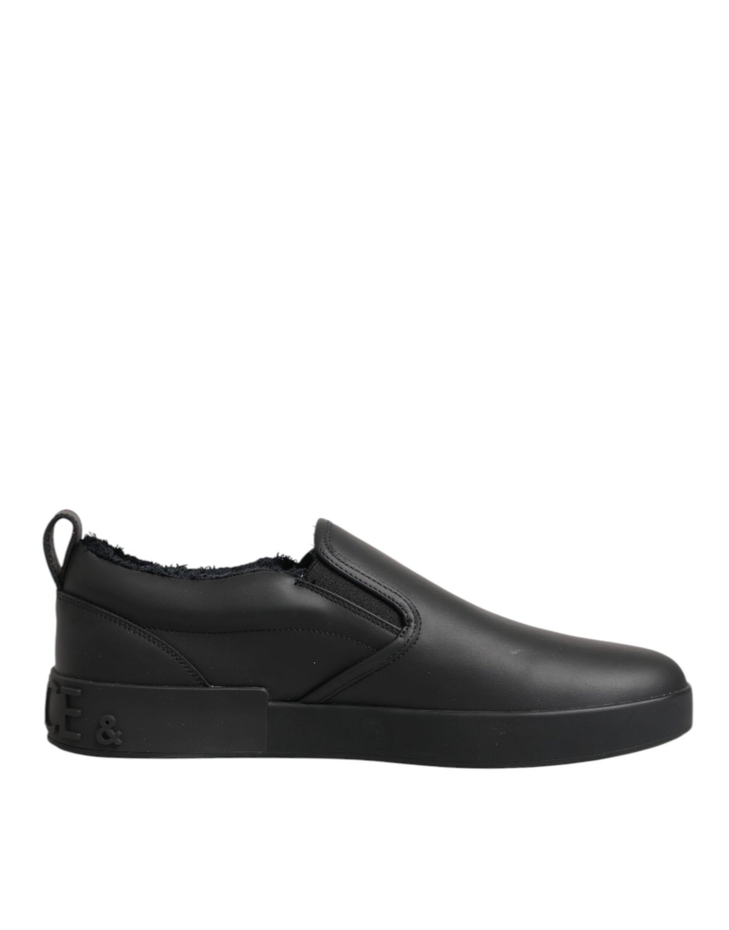 Dolce & Gabbana Leren Lage Sneakers Slip On Zwart Editie