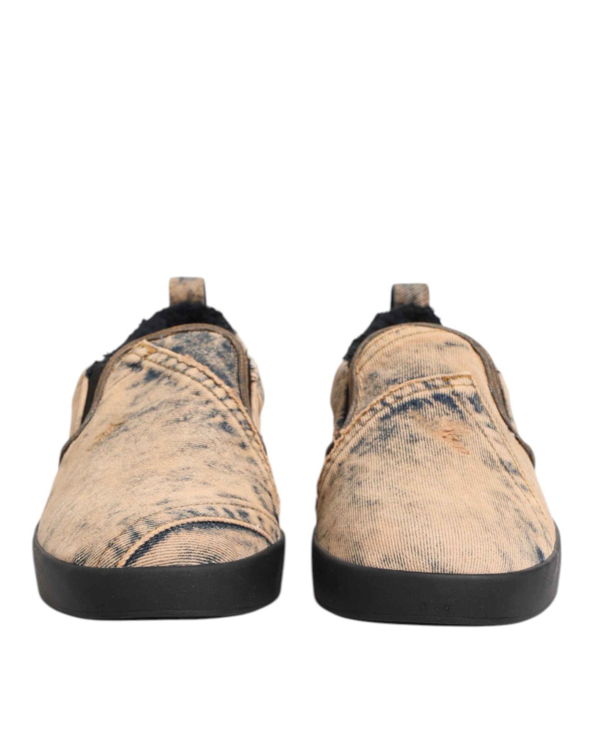 Dolce & Gabbana Katoenen Slip On Sneakers Beige Lage Top