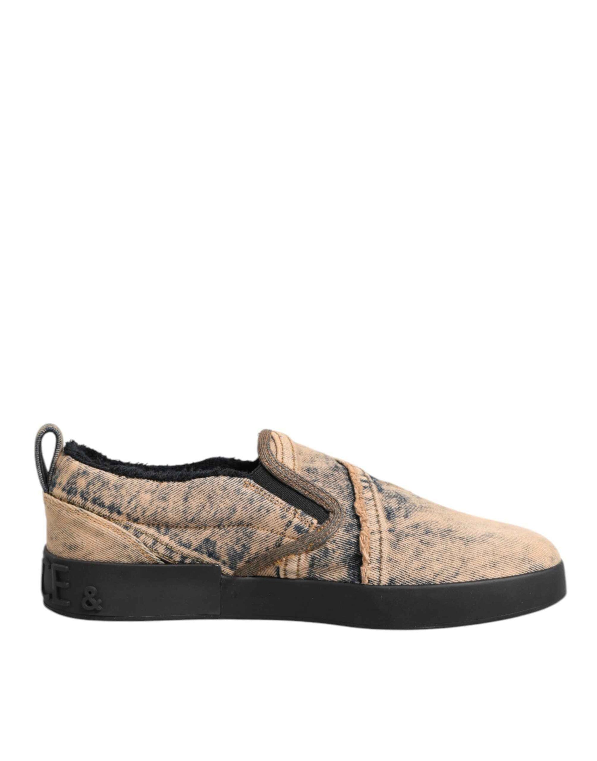 Dolce & Gabbana Katoenen Slip On Sneakers Beige Lage Top