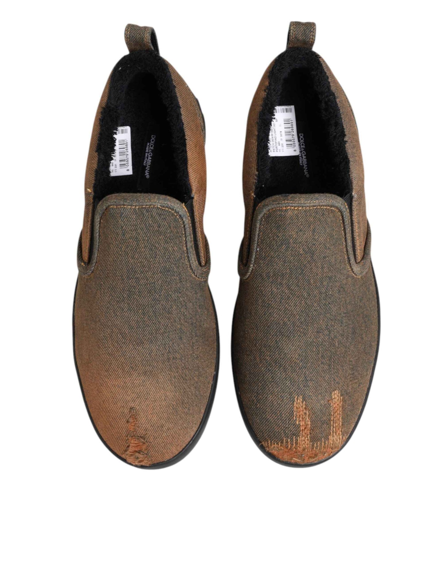 Dolce & Gabbana Katoen Lage Top Slip-On Sneakers - Bruin