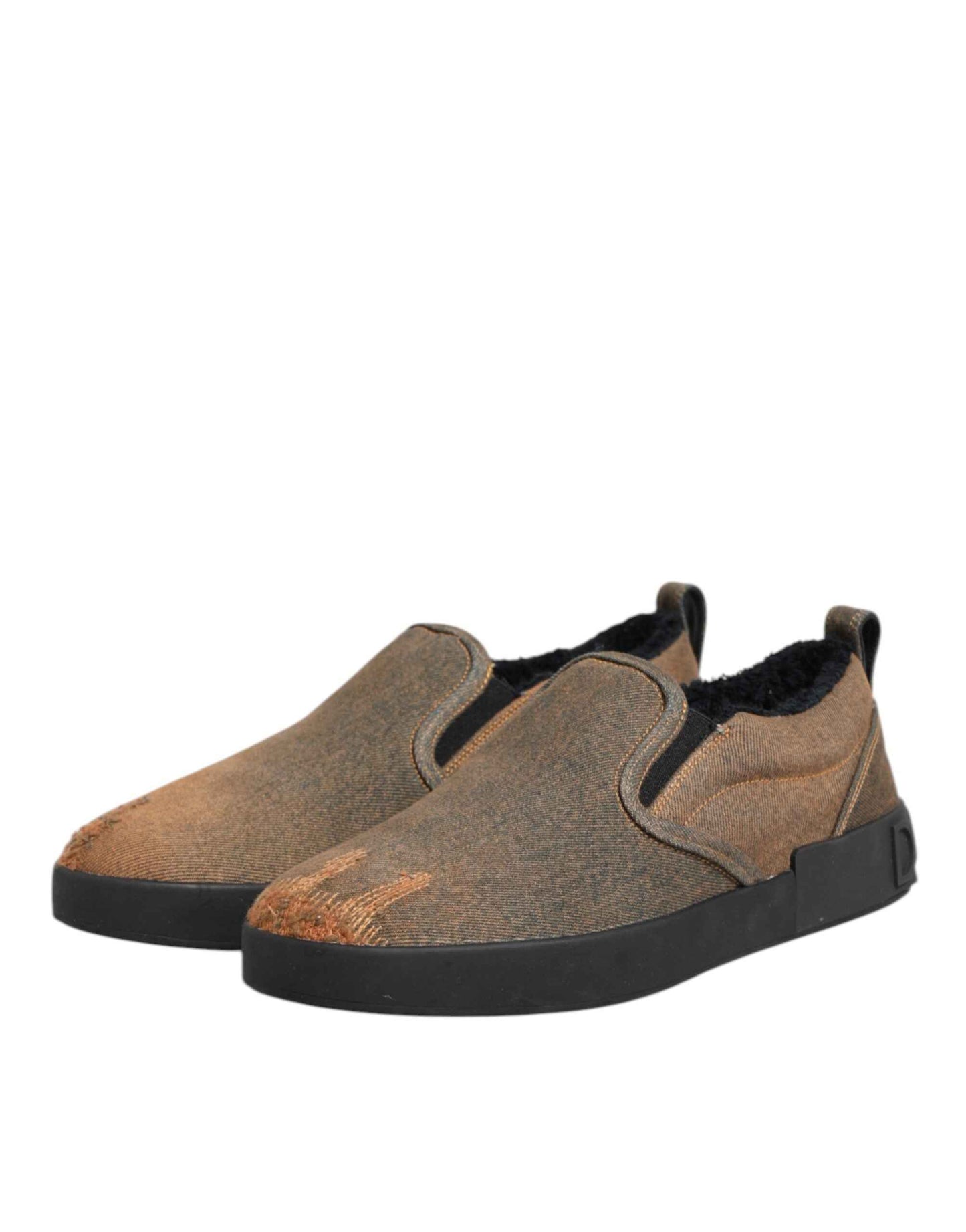 Dolce & Gabbana Katoen Lage Top Slip-On Sneakers - Bruin