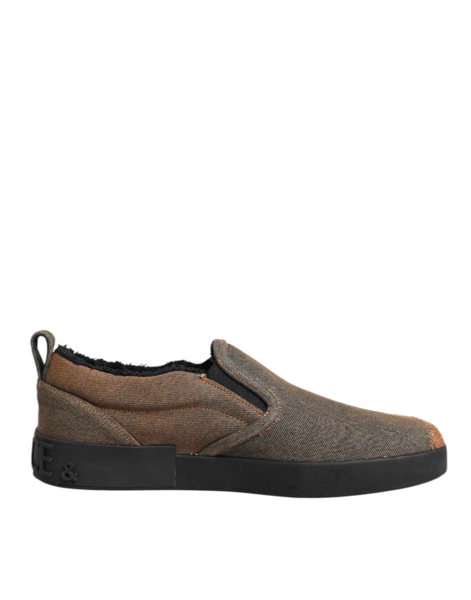 Dolce & Gabbana Katoen Lage Top Slip-On Sneakers - Bruin
