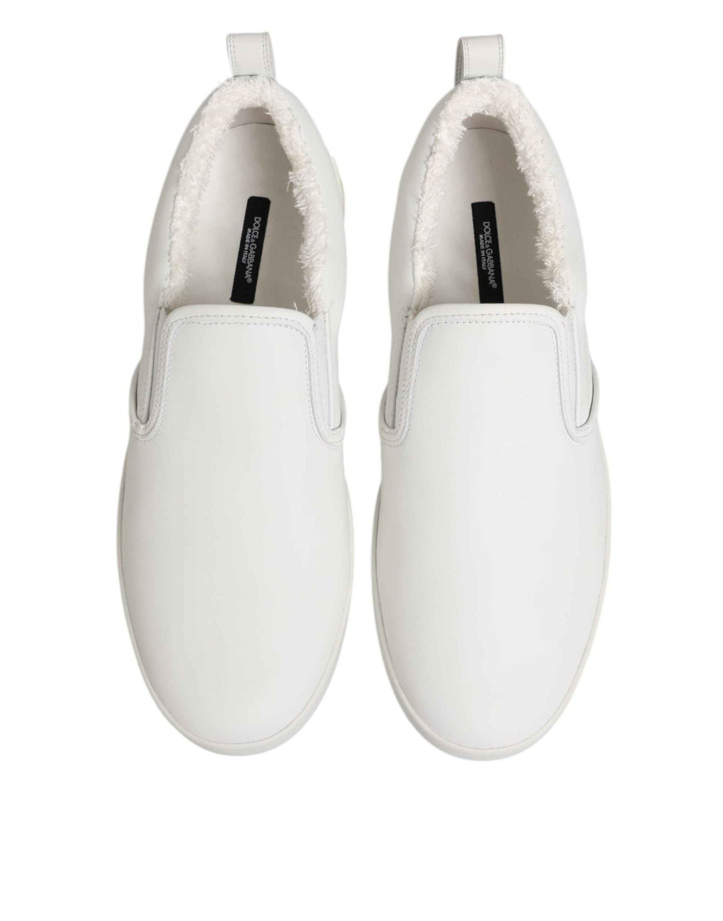 Dolce Gabbana Witte Leren Lage Sneakers Slip On Luxe