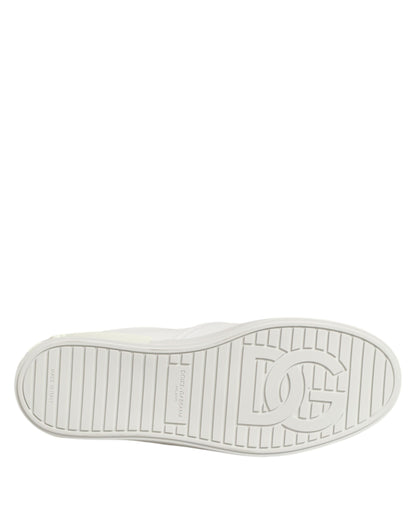 Dolce Gabbana Witte Leren Lage Sneakers Slip On Luxe