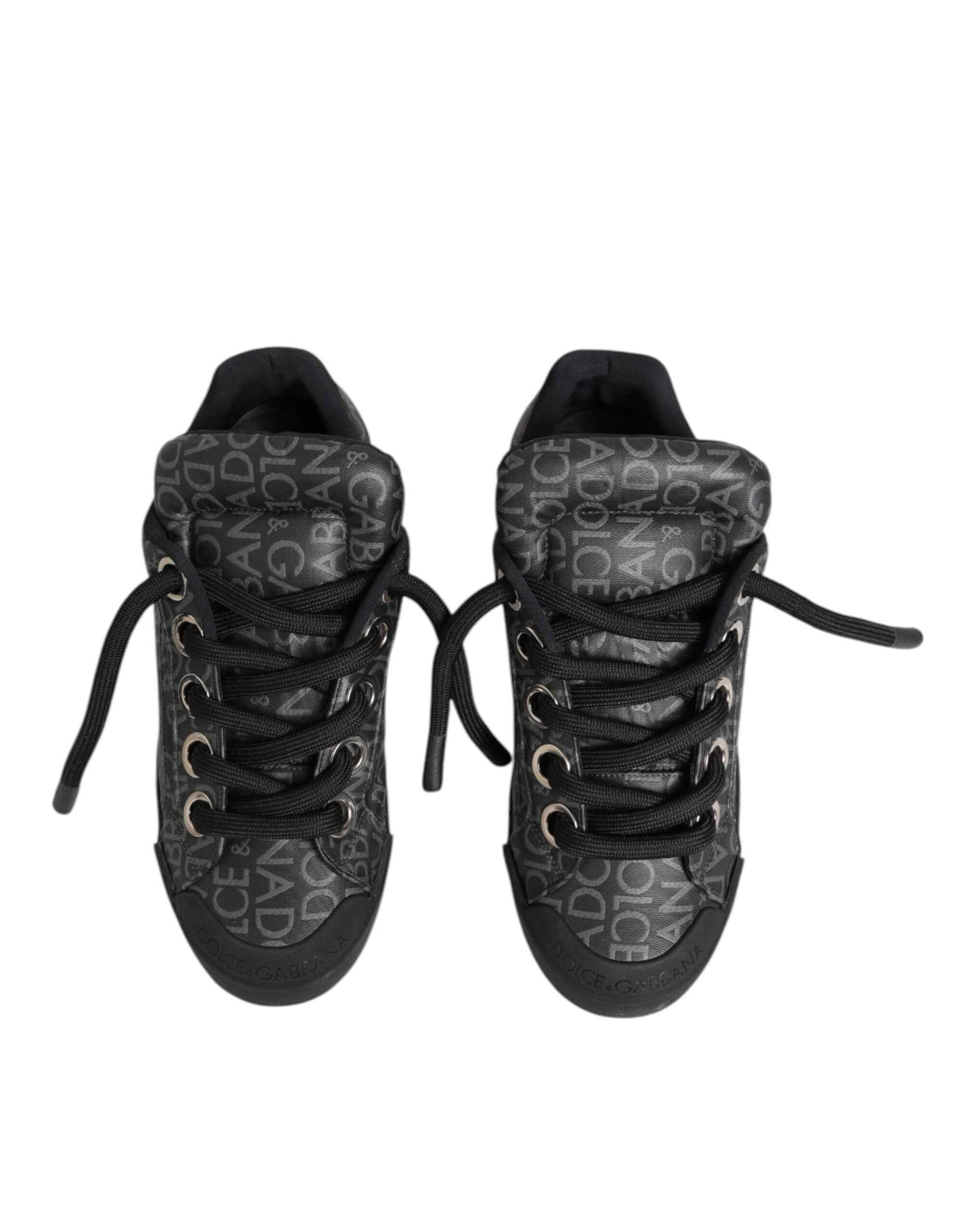 Dolce Gabbana Low Top Sneakers Cotton Denim Zwart Luxe