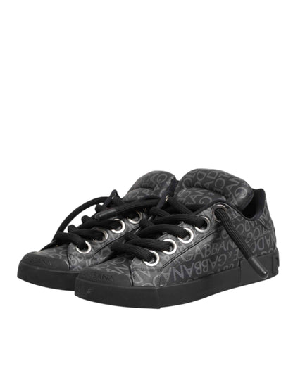 Dolce Gabbana Low Top Sneakers Cotton Denim Zwart Luxe