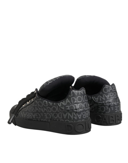 Dolce Gabbana Low Top Sneakers Cotton Denim Zwart Luxe