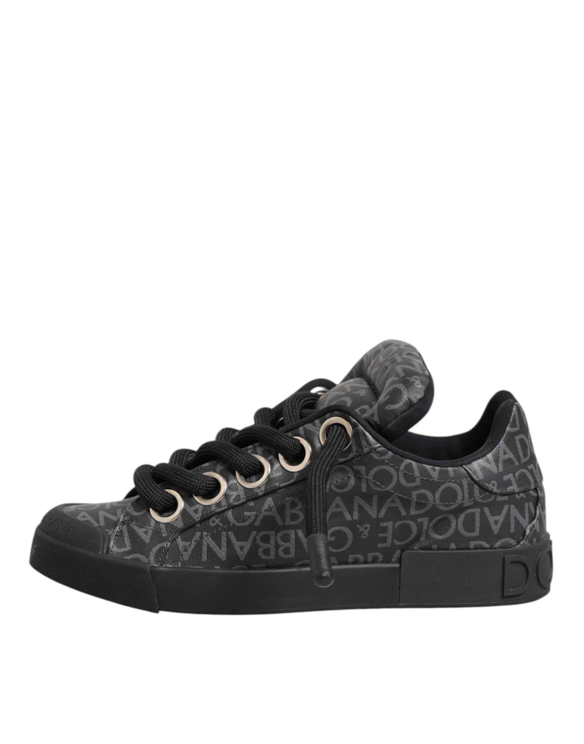 Dolce Gabbana Low Top Sneakers Cotton Denim Zwart Luxe