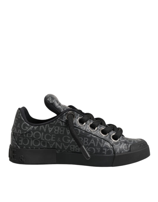 Dolce Gabbana Low Top Sneakers Cotton Denim Zwart Luxe