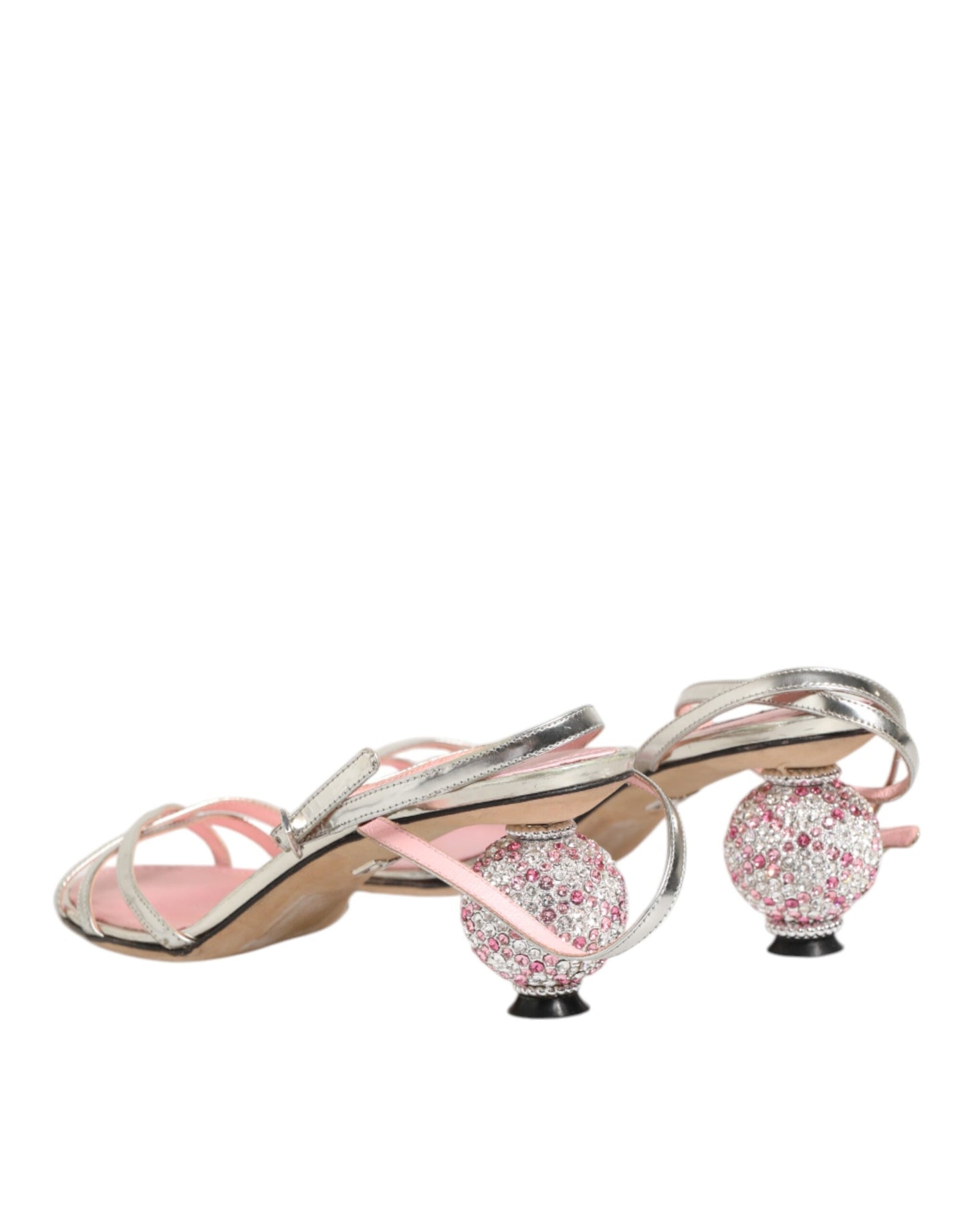 Dolce & Gabbana Lederen Sandalen Ballhiel Roze Versierd