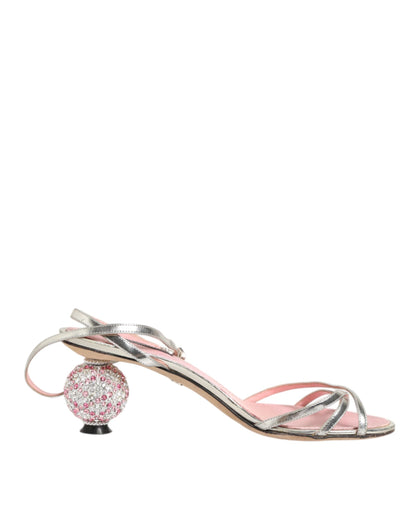 Dolce & Gabbana Lederen Sandalen Ballhiel Roze Versierd